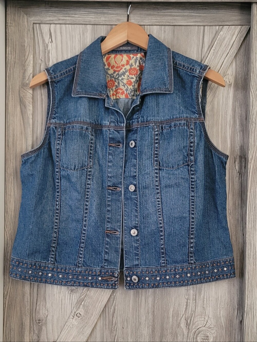 Liz Claiborne Blue Jean Vest L